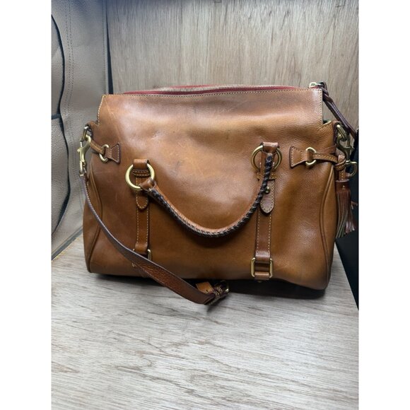 Dooney Bourke Natural Brown Florentine Leather Satchel Bag Rustic Classic - Picture 4 of 9